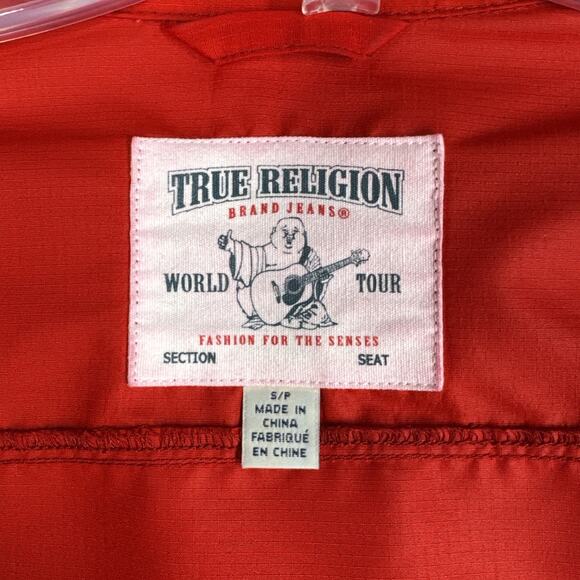 True Religion Jacket Mens Small Red Black Track Jacket Lightweight Street Preppy - Picture 8 of 12